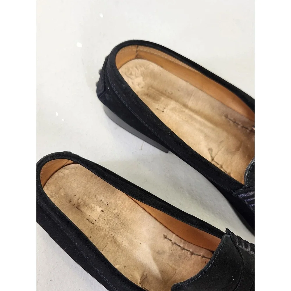 Tod's Penny Loafers Women EU 39 US 8.5 Black Suede Gomma Heel Italy Quiet Luxury